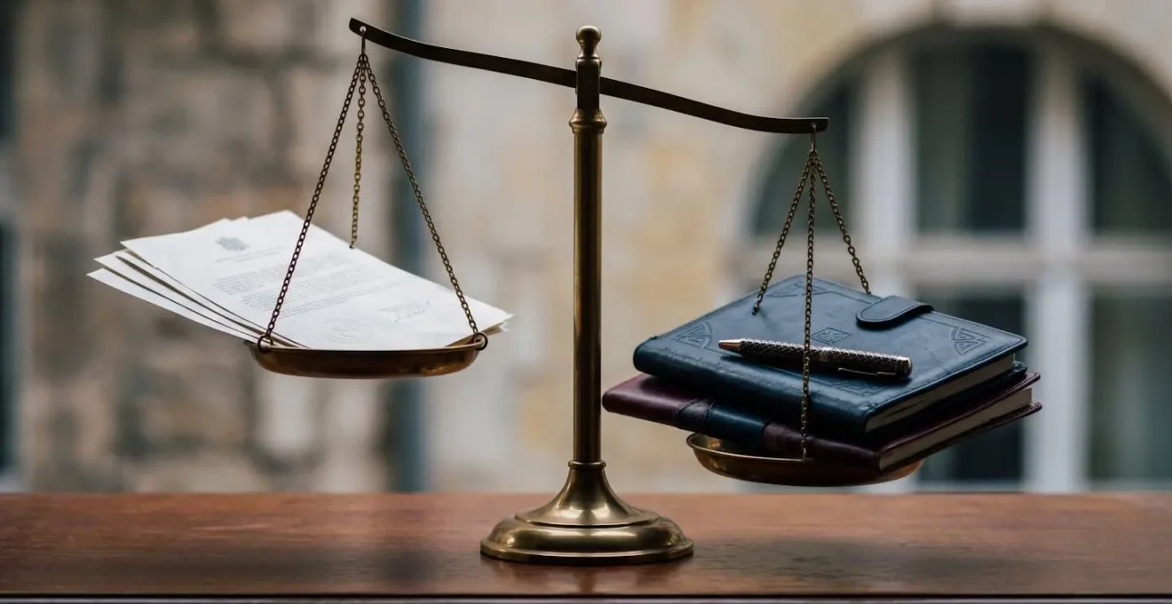 Conceptual representation of a balance scale tipping slightly, symbolizing the different legal weights given to franchisor and franchisee rights in various legal systems.