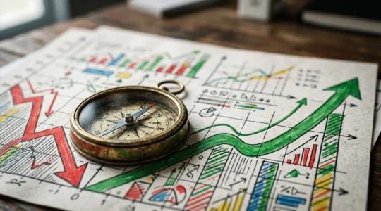 Strategic business recovery concept showing transformation from decline to growth