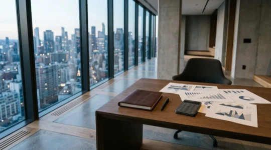 Strategic financial planning workspace showcasing investment calculation concept