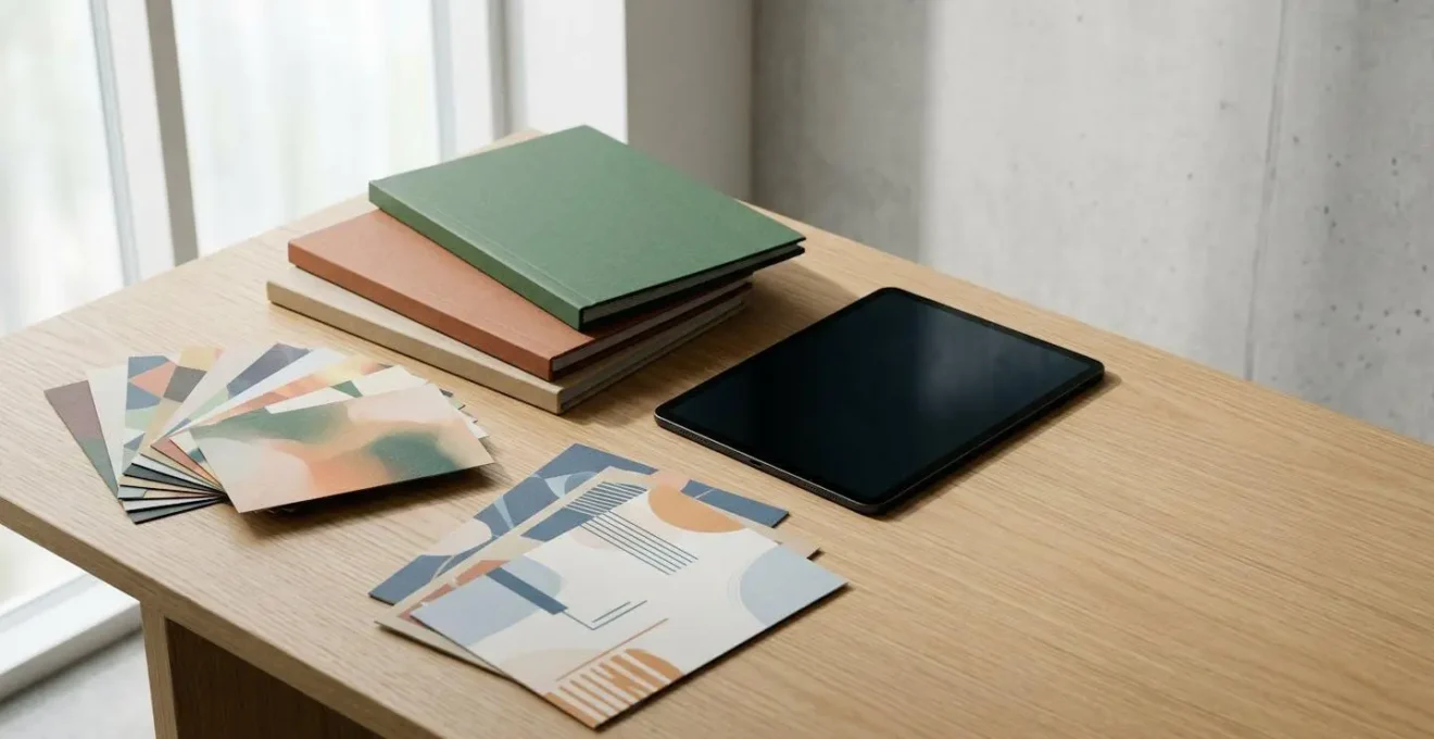 Strategic workspace showing organized franchise marketing materials and communication planning