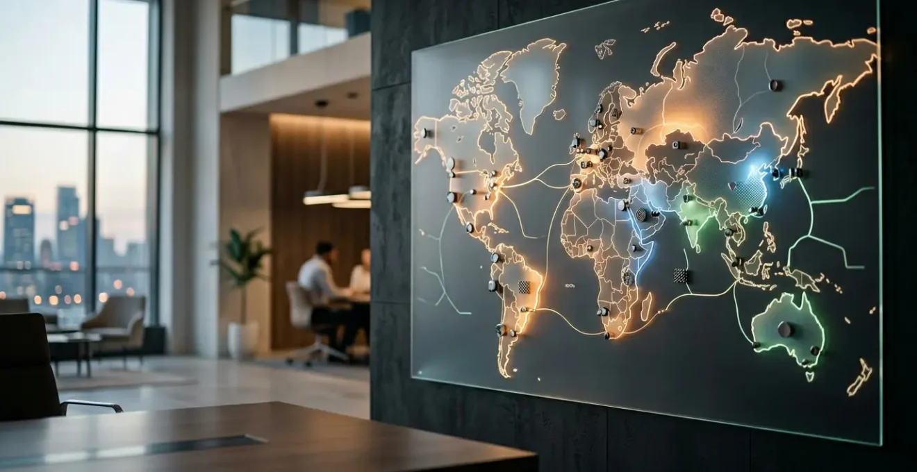 Business strategist examining territory mapping visualization with growth opportunity zones