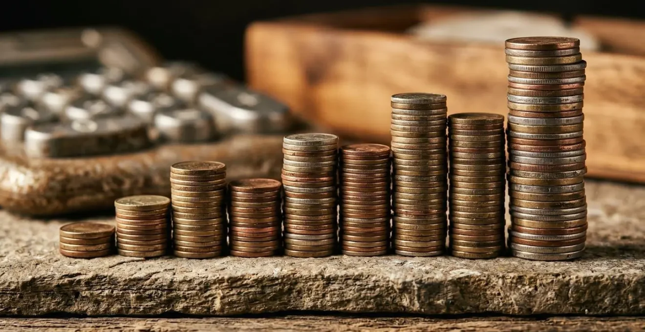 Close-up visualization of stacked financial elements representing hidden labor costs beyond base salary
