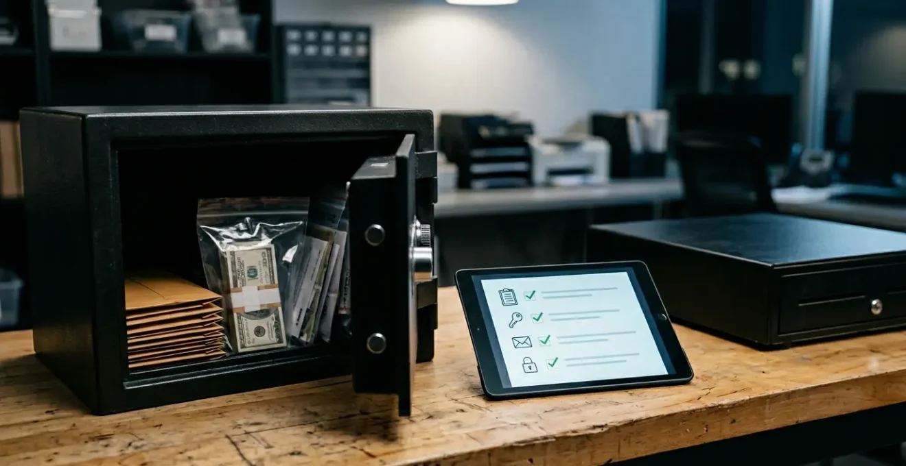 Professional closing procedure workflow protecting business assets and data integrity